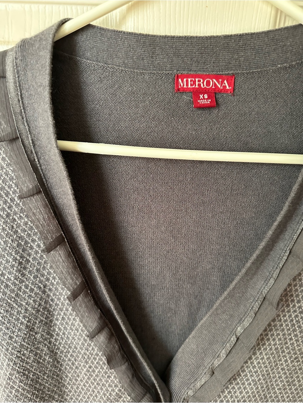 Merona Gray Ruffle-Trim Knit Cardigan - Picture 3 of 3
